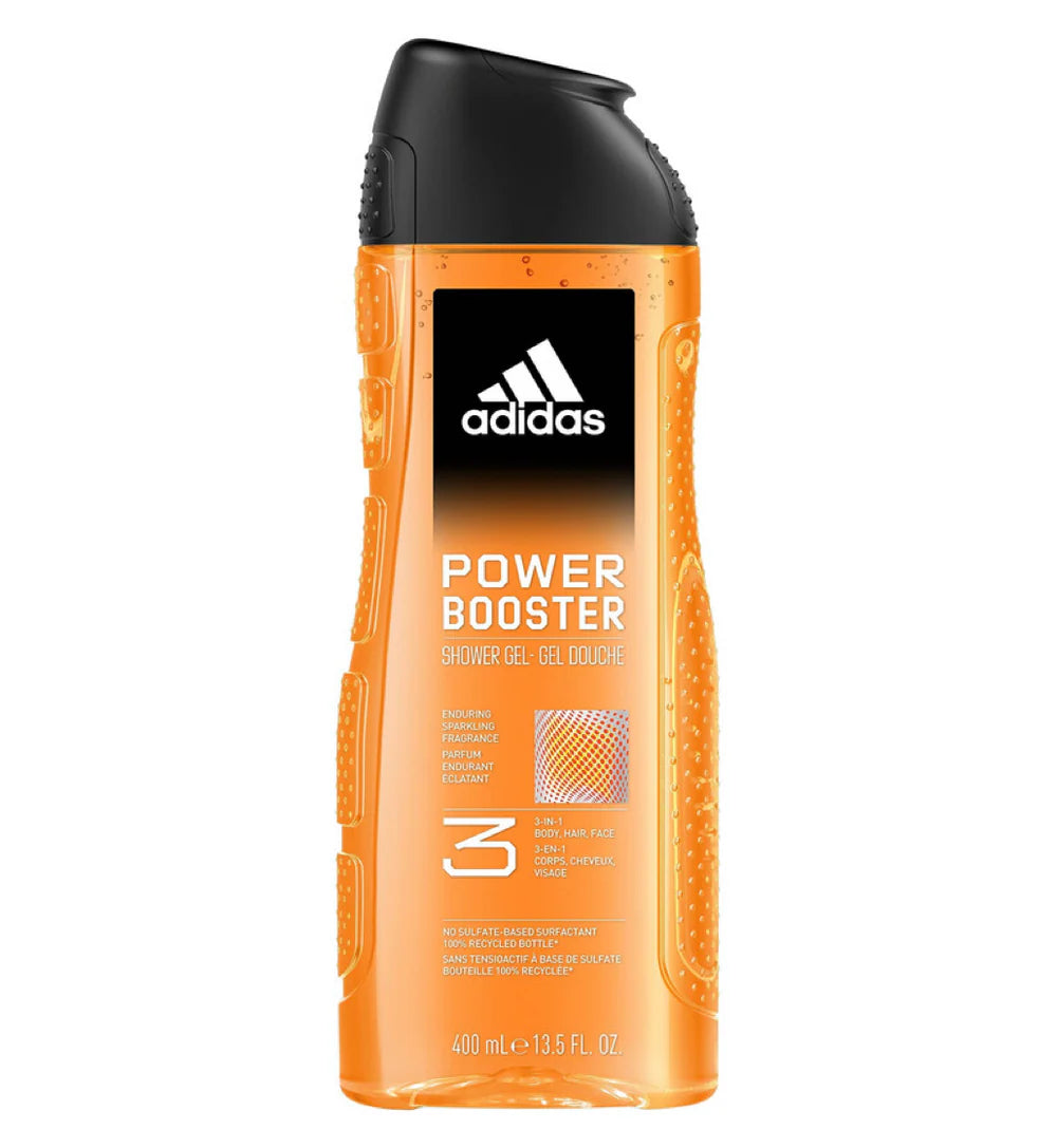 Adidas Power Booster Shower Gel 3 in 1 Body,Hair And Face - 400ml