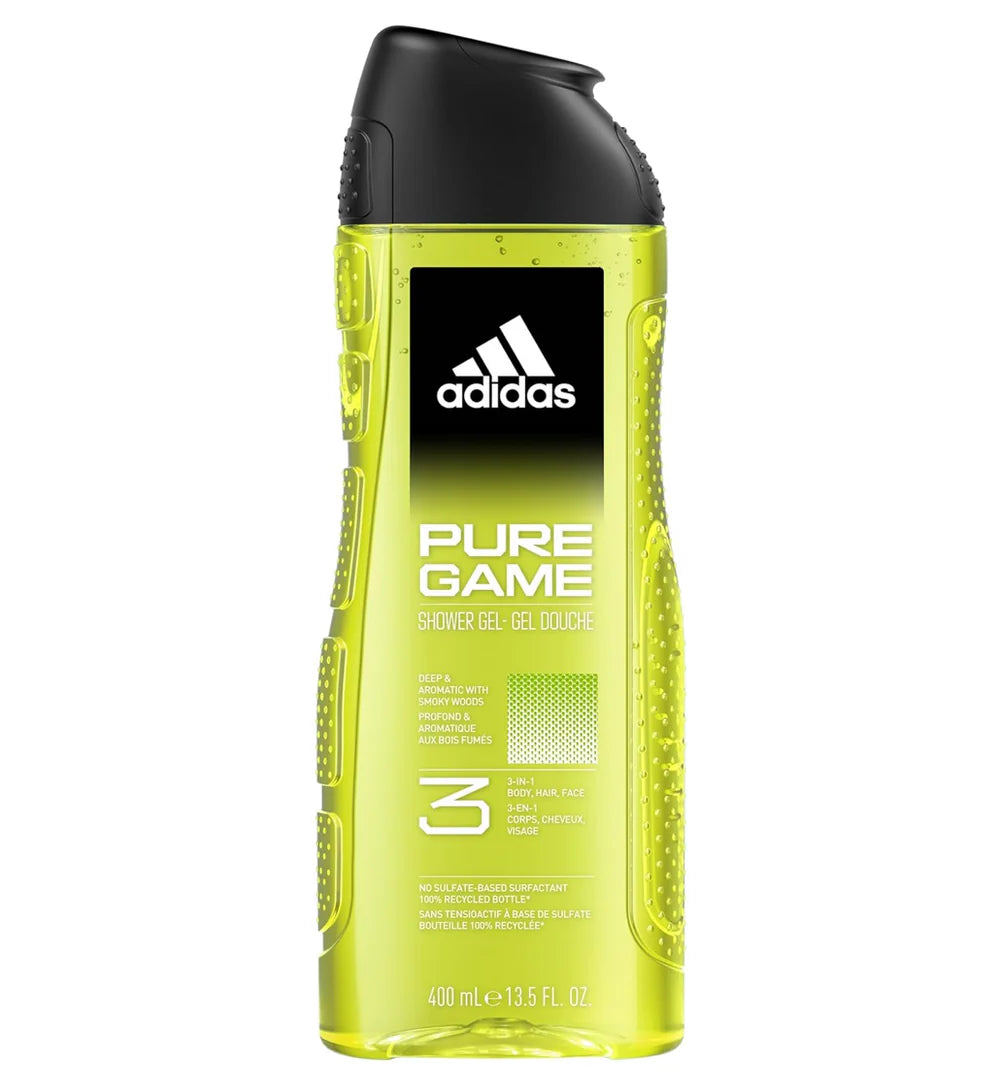 Adidas Pure Game Shower Gel 3 in 1 Body,Hair And Face - 400ml