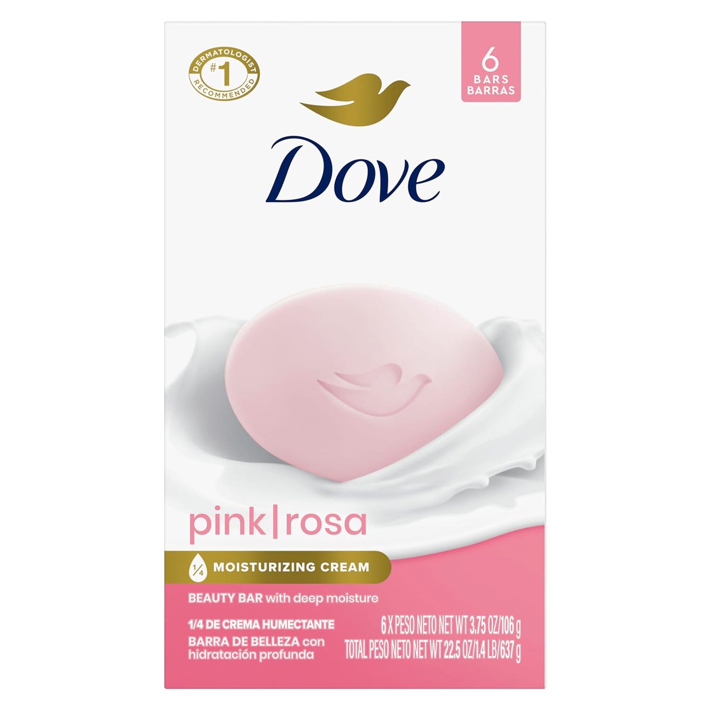 Dove 6 Pack Bar Soap Pink Rose  - 637g