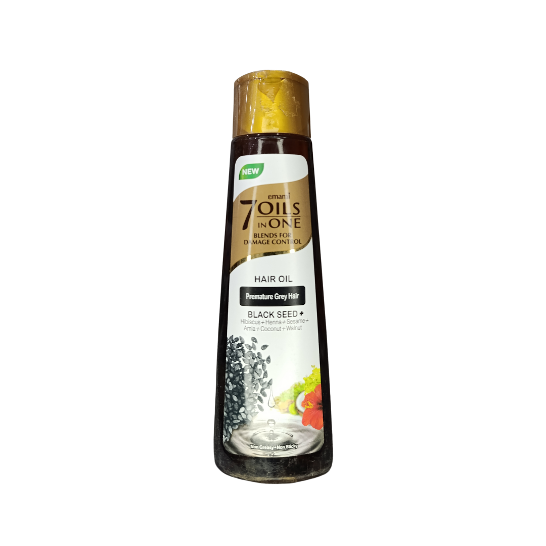 Emami 7 Oils in One Black Seed Damage Control Hair Oil, For Premature Grey Hair - 200ml
