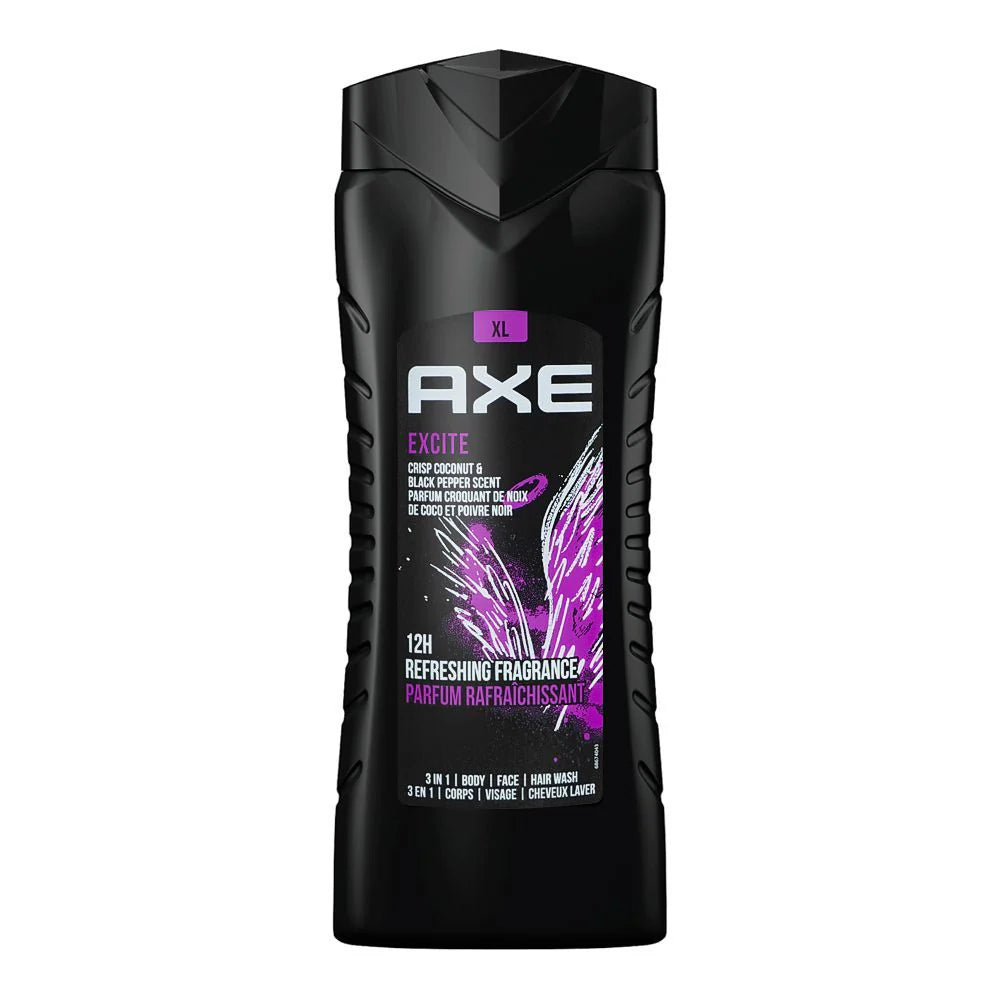 Axe Excite 3in1 Shower Gel Body,Face And Hair Wash - 400ml