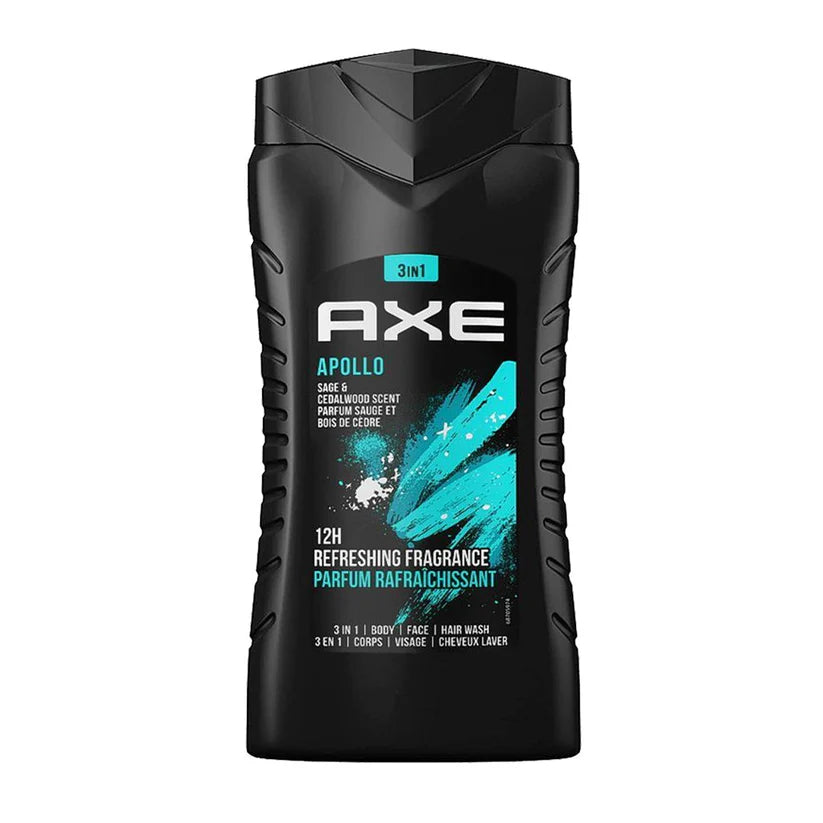 Axe Apollo 3in1 Shower Gel Body,Face And Hair Wash - 250ml