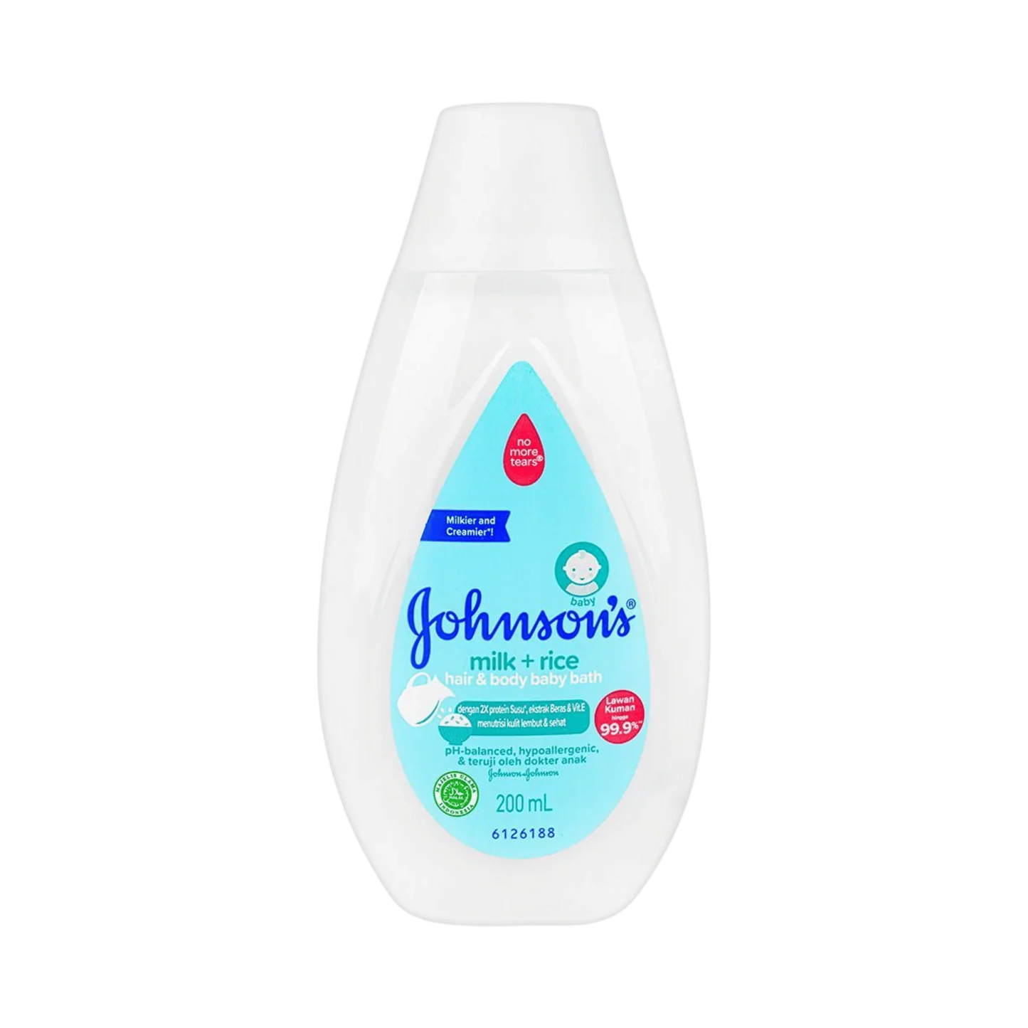 Johnsons Milk & Rice Hair & Body Bath - 200ml